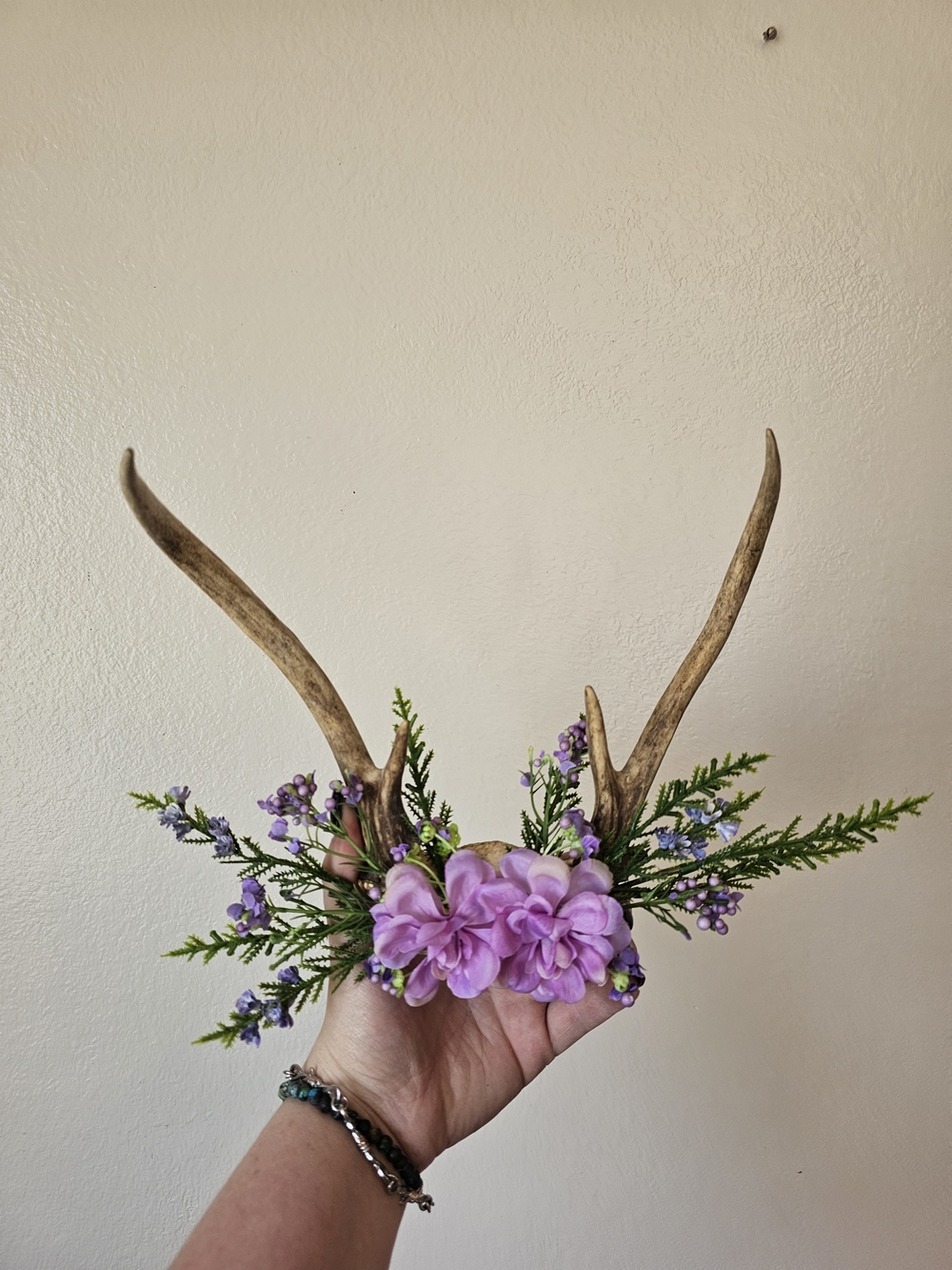 Floral Purple Antler Wall Accent - Home Accents